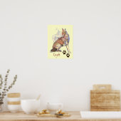 Aquarelle Howling Coyote Poster (Cuisine)