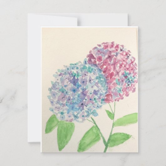 Aquarelle Hydrangea Carte pour notes (Devant)