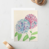 Aquarelle Hydrangea Carte pour notes (Devant/Arrière en situation)