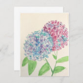 Aquarelle Hydrangea Carte pour notes (Devant / Derrière)