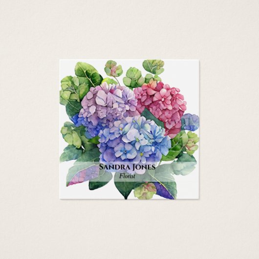 Aquarelle Hydrangea Cartes de visite (Devant)