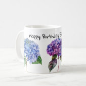 Aquarelle hydrangea fleurs café tasses (Devant gauche)