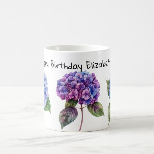 Aquarelle hydrangea fleurs café tasses (Centre)