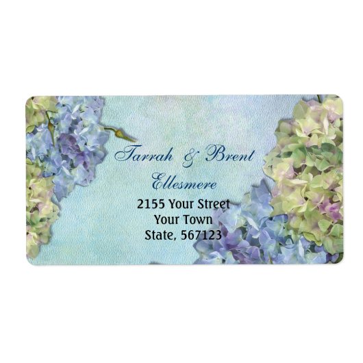 Aquarelle Hydrangea Floral - Étiquette de adresse (Devant)