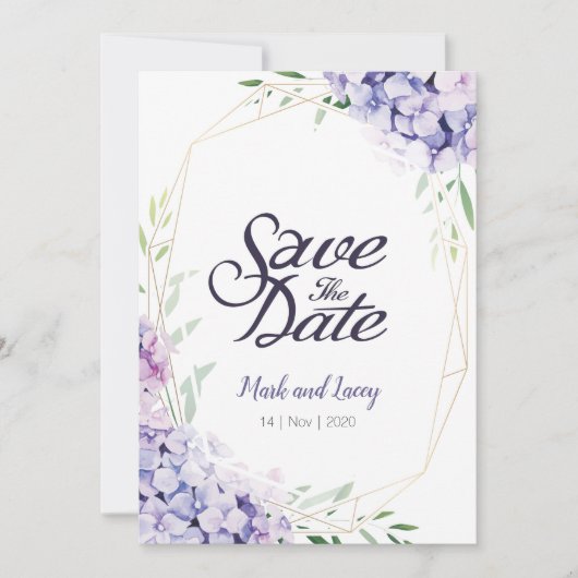 Aquarelle Hydrangea Invitations Enregistrer la dat (Devant)