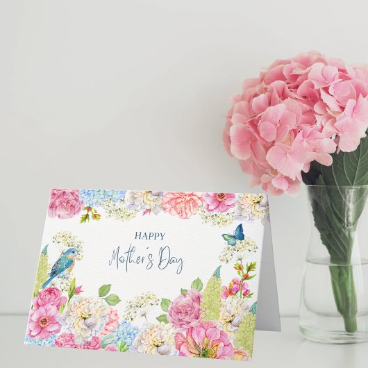 Aquarelle Hydrangeas Bonne carte de fête des mères