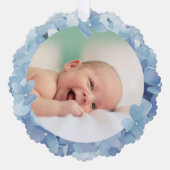 aquarelle hydrangée cadre Baptême carte de remerci (Recto)