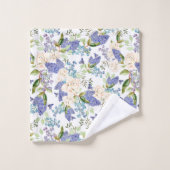 Aquarelle Hydrangée & Fleurs Roses (Gant de toilette)