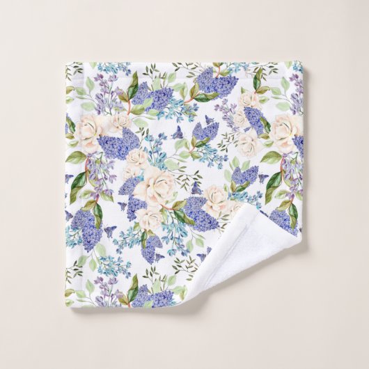 Aquarelle Hydrangée & Fleurs Roses (Gant de toilette)