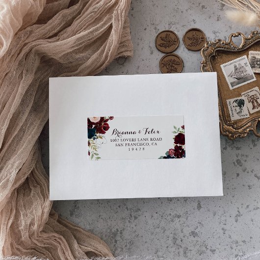 Aquarelle Illustré mariage Étiquette de adresse RS