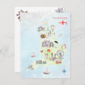 Aquarelle illustrée Carte de l'Art d'Angleterre (Devant / Derrière)