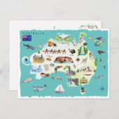 Aquarelle illustrée Carte de l'Australie (Devant / Derrière)