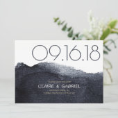 Aquarelle indigo moderne simple save the date (Debout devant)