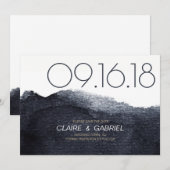Aquarelle indigo moderne simple save the date (Devant / Derrière)