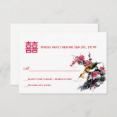 Aquarelle Inséparables chinois Xi RSVP (Devant / Derrière)