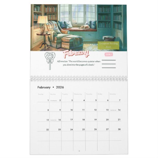 Aquarelle Introvert Inspiration 2025 Calendrier (Feb 2026)