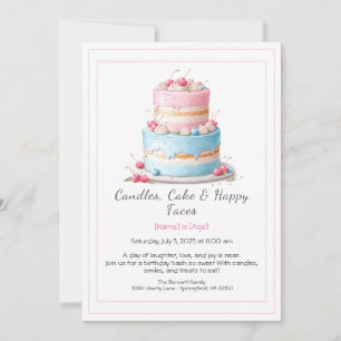 Aquarelle Invitation au gâteau d'anniversaire - bl