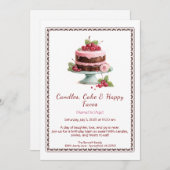 Aquarelle Invitation au gâteau d'anniversaire - ch (Devant / Derrière)