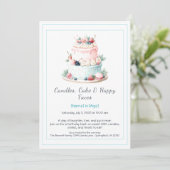 Aquarelle Invitation au gâteau d'anniversaire - Sw (Debout devant)