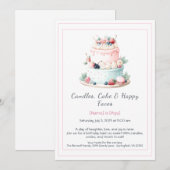 Aquarelle Invitation au gâteau d'anniversaire - Sw (Devant / Derrière)