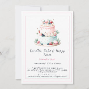 Aquarelle Invitation au gâteau d'anniversaire - Sw