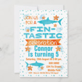 Aquarelle Invitation d'anniversaire de requin fin- (Devant)