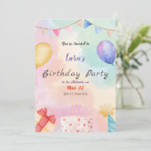 Aquarelle Invitation de fête d'anniversaire (Debout devant)