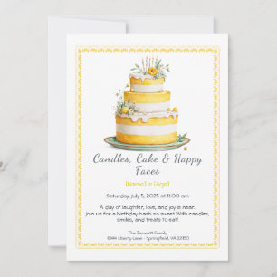 Aquarelle Invitation de gâteau d'anniversaire - ja