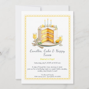 Aquarelle Invitation de gâteau d'anniversaire - ja