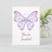 Aquarelle Invitation papillon pour fête d'annivers (Debout devant)