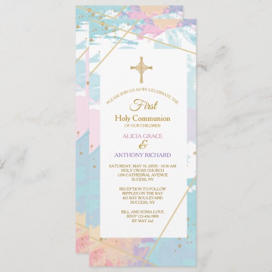 Aquarelle Invitation religieuse (Devant / Derrière)