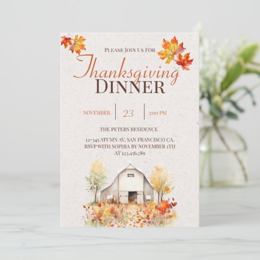 Aquarelle Invitation Rustique d'Automne pour Thank (Debout devant)