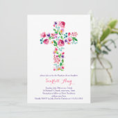 aquarelle Invitations Christening, rose violet (Debout devant)