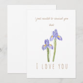 aquarelle iris violet carte de voeux (Devant / Derrière)