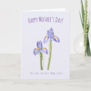 aquarelle iris violet carte de voeux Fête des Mère