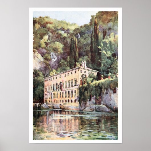 Aquarelle Italy Lake Como Villa Plini Poster (Voorkant)