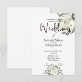 Aquarelle ivoire faire-part de mariage florale (Devant / Derrière)