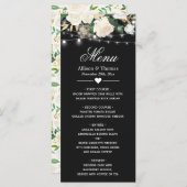 Aquarelle ivoire Floral String Lights Menu Mariage (Devant / Derrière)