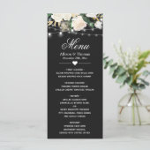 Aquarelle ivoire Floral String Lights Menu Mariage (Debout devant)