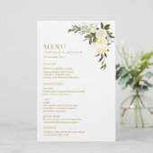 aquarelle ivoire menu mariage vert fleuri (Debout devant)