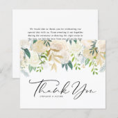 Aquarelle ivoire Peony et Carte de remerciements R (Devant / Derrière)