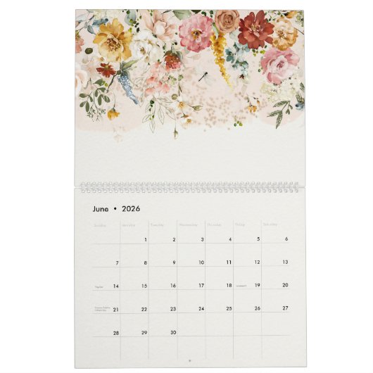 Aquarelle Jardin botanique floral 2023 Calendrier (Jun 2026)