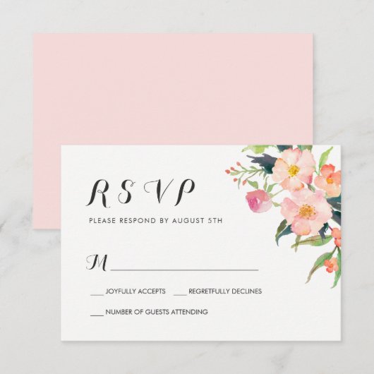 Aquarelle Jardin botanique Floral Réponse RSVP (Devant / Derrière)