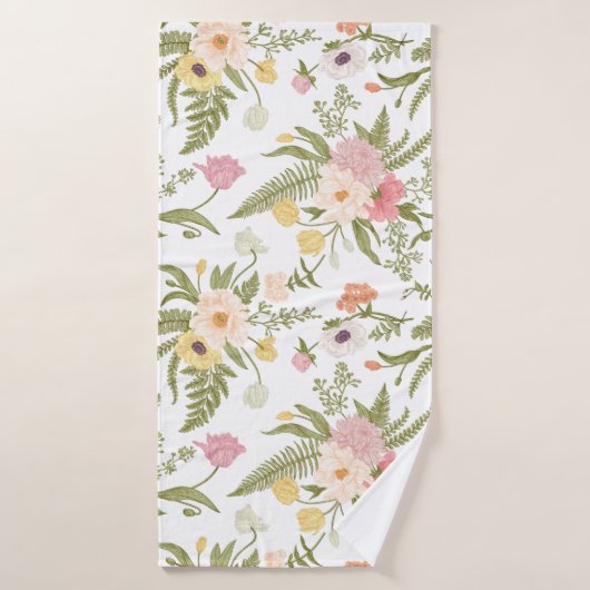 Aquarelle Jardin Fleurs Belle Nature (Serviette de bain)