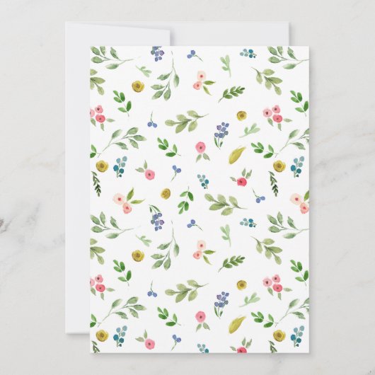 Aquarelle Jardin Fleurs fraîches Faire-part de mar (Dos)