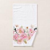 Aquarelle Jardin Floral rose (Serviette à main)