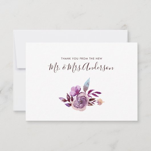 Aquarelle Jardin Merci de mariage (Devant)
