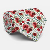 Aquarelle Jardin Roses Groomsmans Cravate (Roulé)