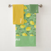 Aquarelle jaune citron motif vert nom feuille (En situation)