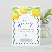 Aquarelle jaune Citron nuptiale douche Invitation (Debout devant)